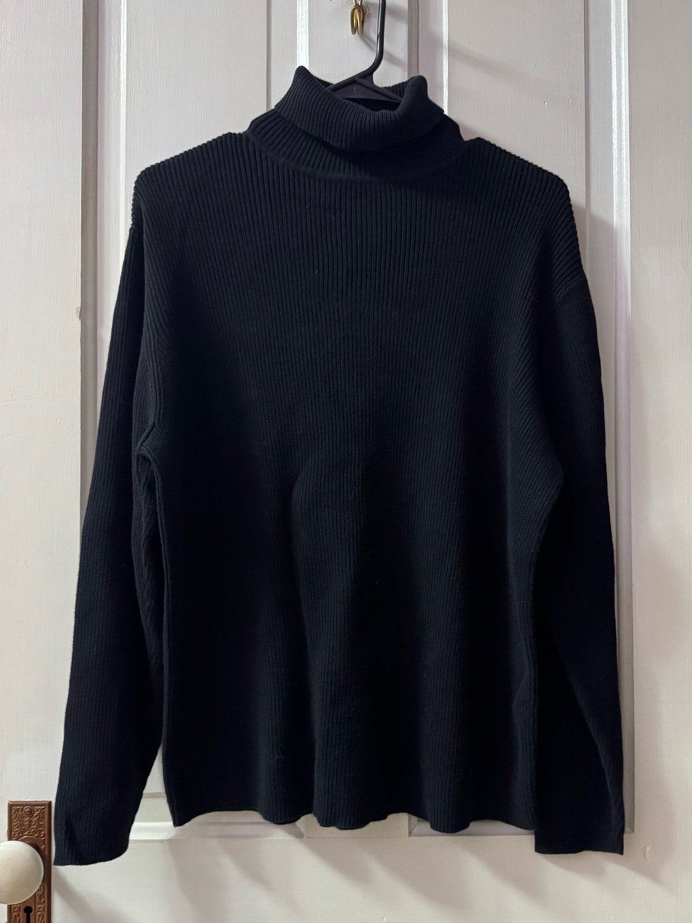 Karen Scott Black Ribbed Turtleneck Sweater*